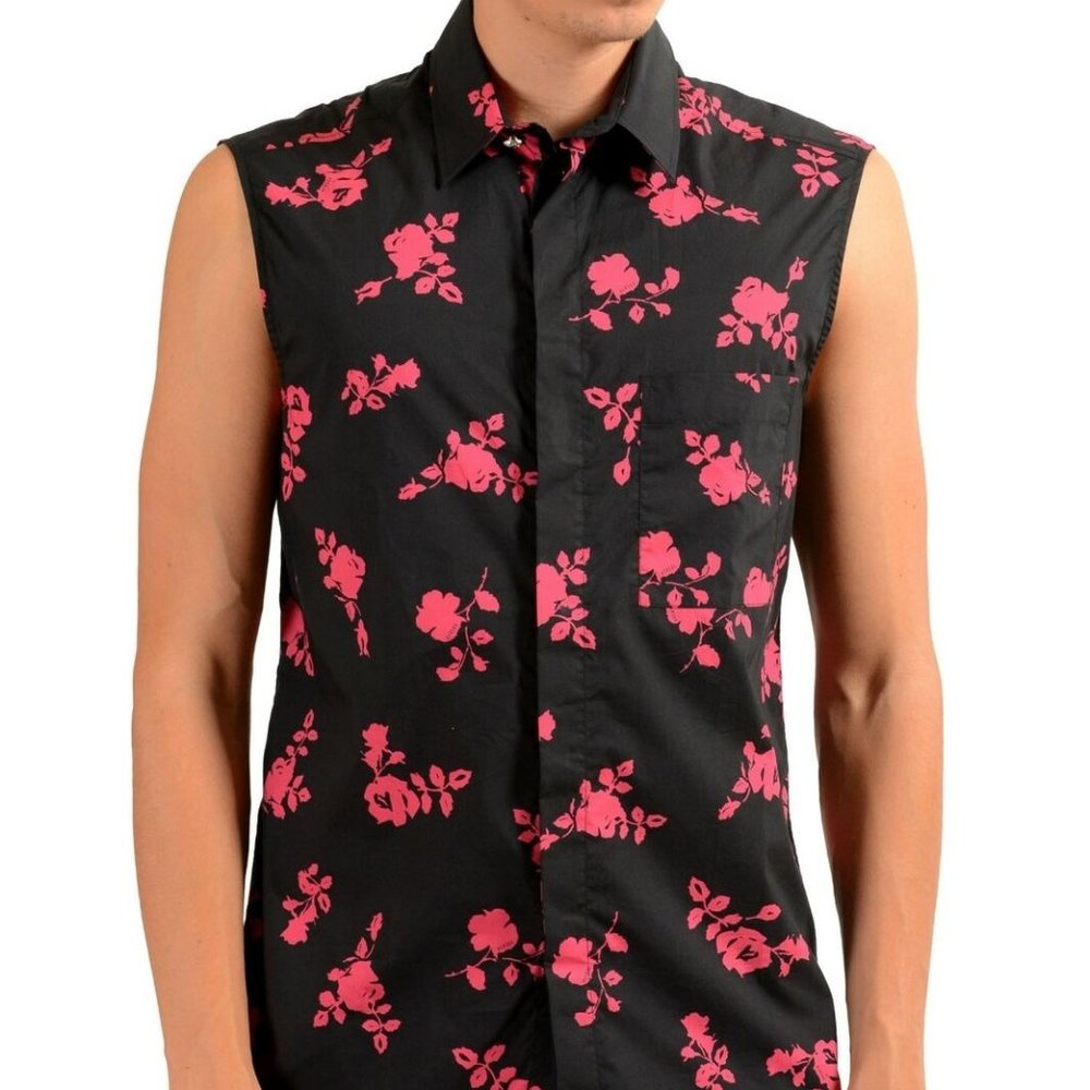 Versace Versus Men's Black Graphic Casual Shirt